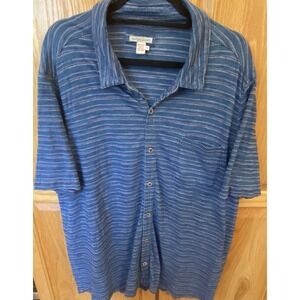 Carbon2Cobalt Mens Blue Striped Lightweight Short Sleeve Shirt‎ Size Large